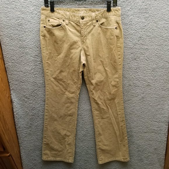 Loft Women's 6P Ann Taylor Corduroy Curvy Tan Bootcut Jeans 31.75" 29.5" 8" - Picture 1 of 11